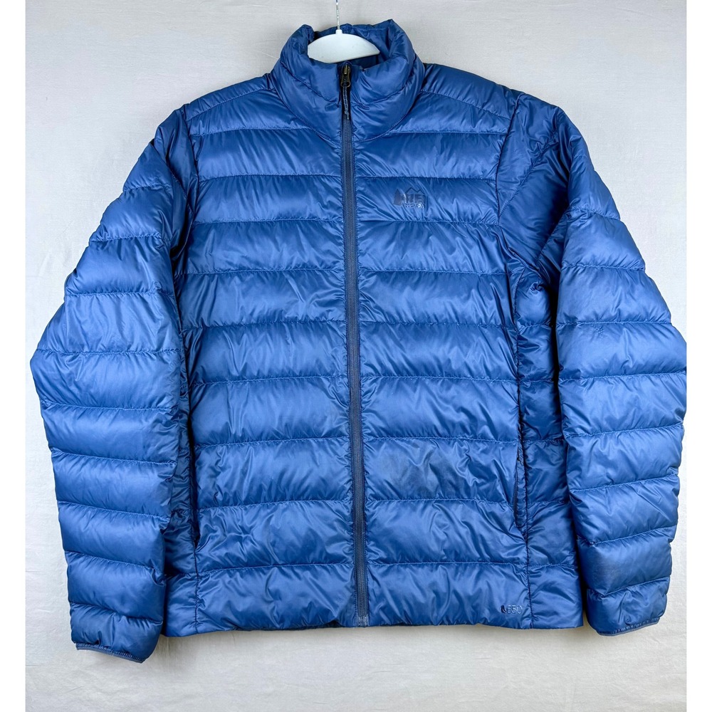 REI Co-op 650 Down Jacket Mens Small Blue Puffer Full Zip 221639